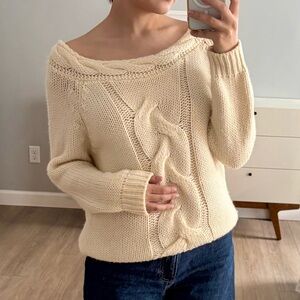 Elegant Cream Cable Knit Sweater